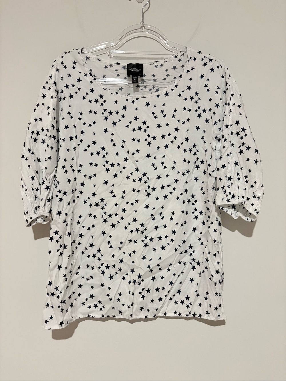 Alice Ritter Brooklyn star print 3/4 sleeve top white size medium